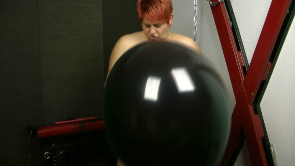 Naked with big black balloon #3