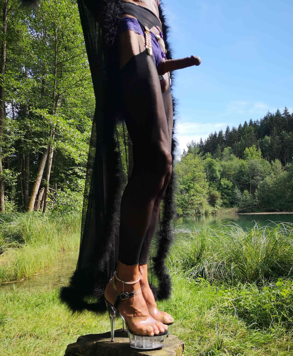 Open Tights and Boner at public Nudist Lake #13