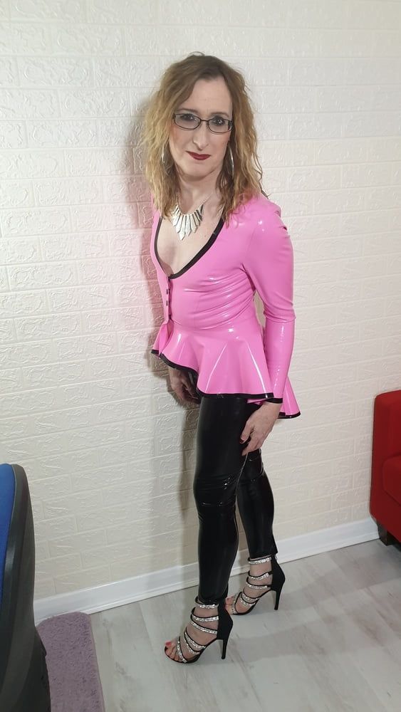 Pink Riding Jacket and Black Leggings from Latex and Lovers #13