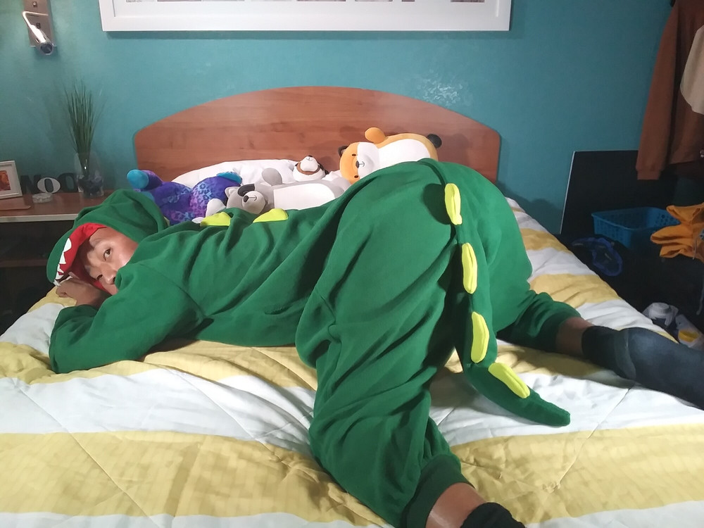 Hot asian boy wearing furry onesies and shiny undies #10