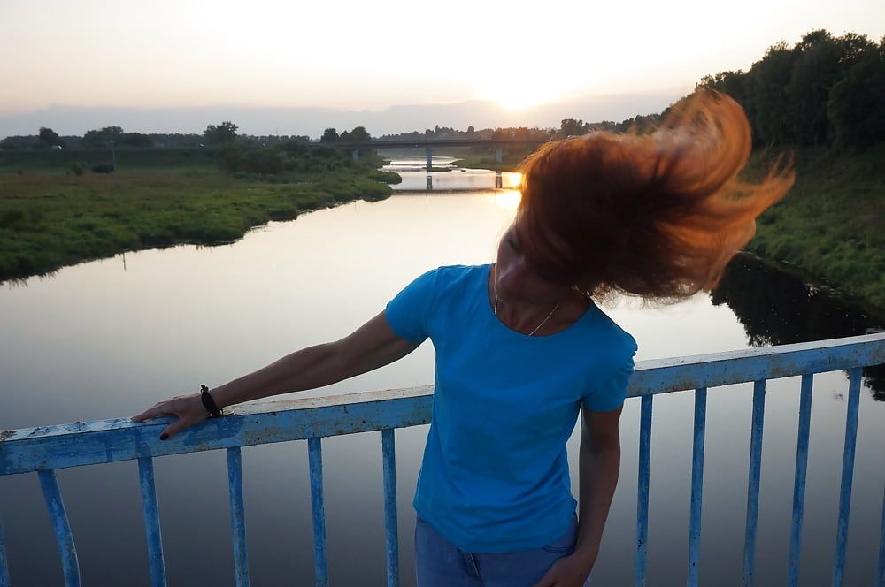 Flamehair in evening on the bridge #7