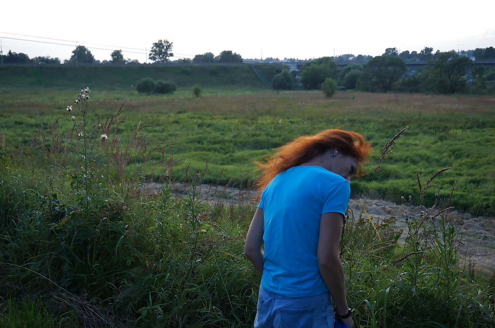 Flamehair in evening on the bridge #2