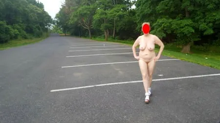 naked parking lot walk         