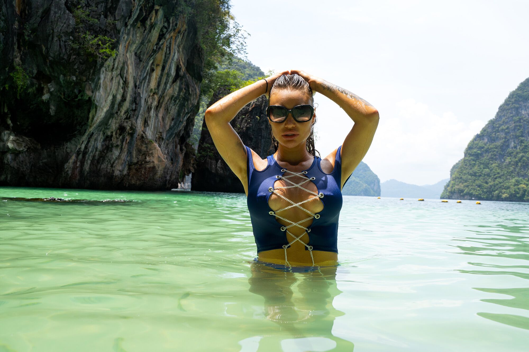 Monika Fox In Blue Poses On Paradise Island #3