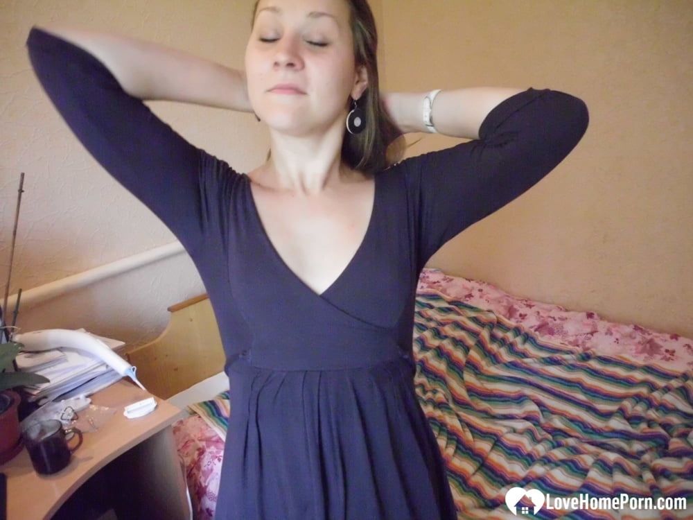 Skinny amateur brunette masturbates furiously on camera #4