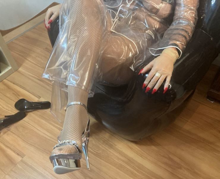 Clear High Heels and Clear PVC Fetish #12