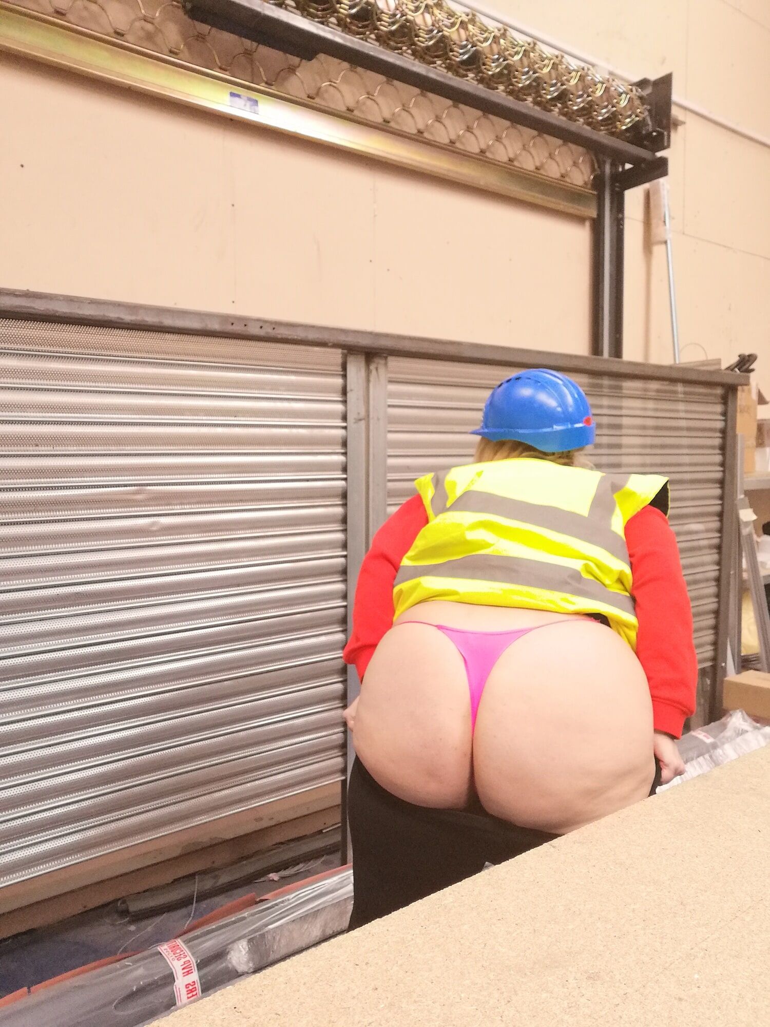 Real Mature Chubby Blonde flashing in the warehouse #5