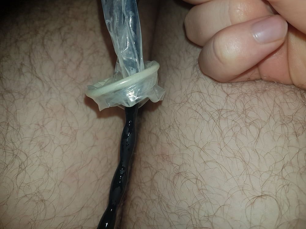 Deep sounding, urethral sounding inside condom covered cock #18