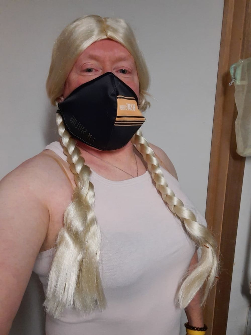 Ginger crossdresser wears bra #11