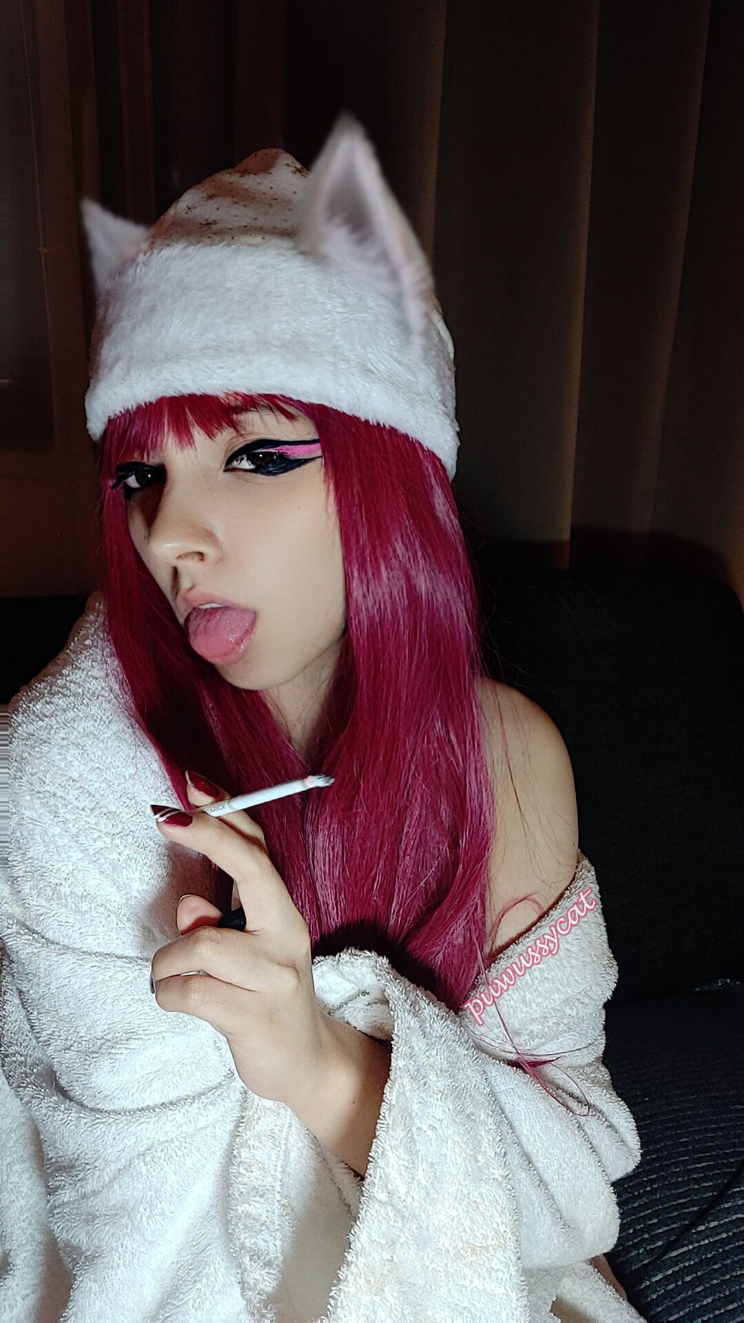 Egirl smoking in bathrobe #8