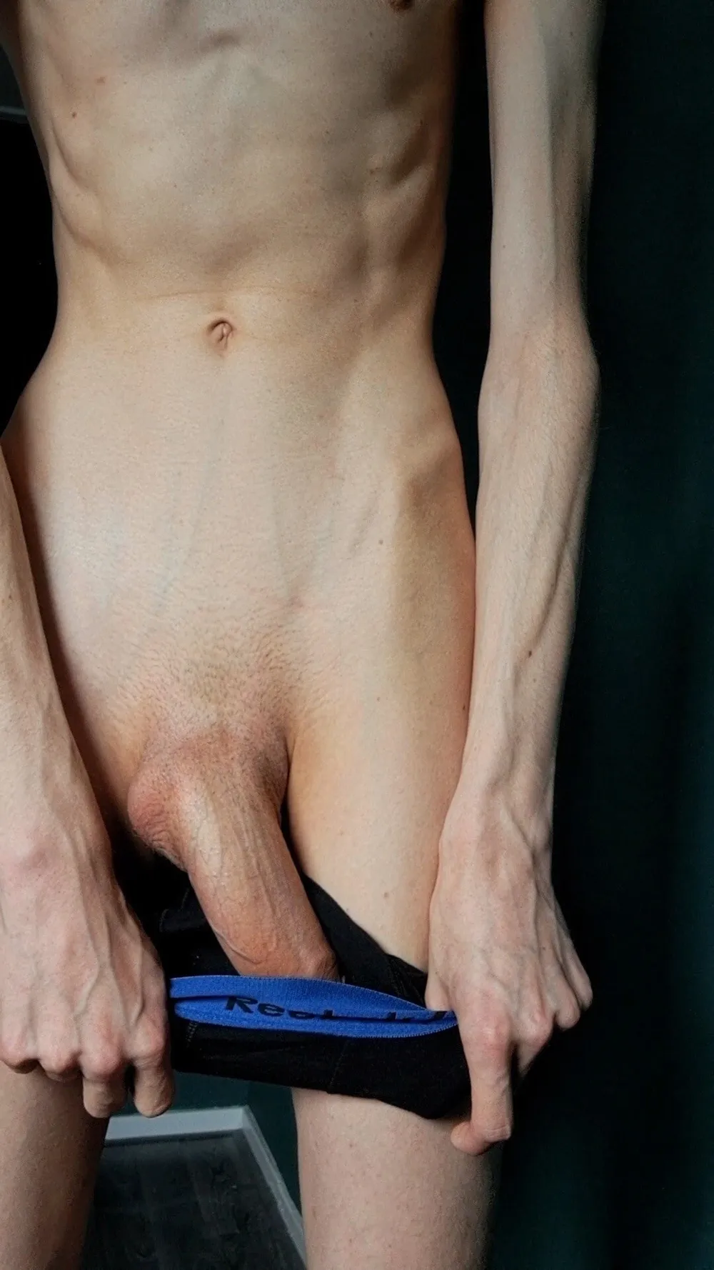 Skinny Twink Shows His Big Uncut Cock #6