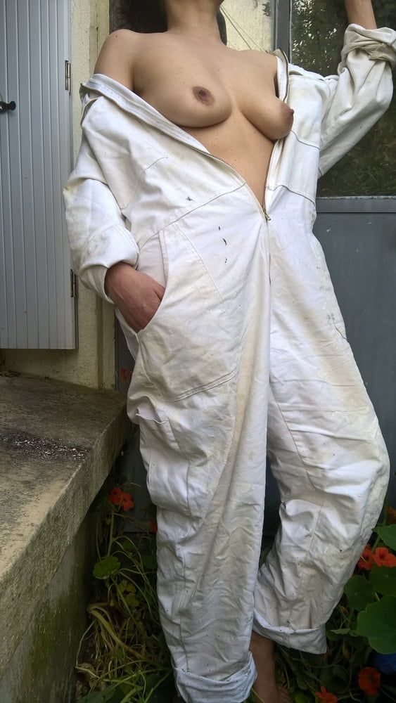 Hairy Mature Wife In Coveralls Outdoors #5