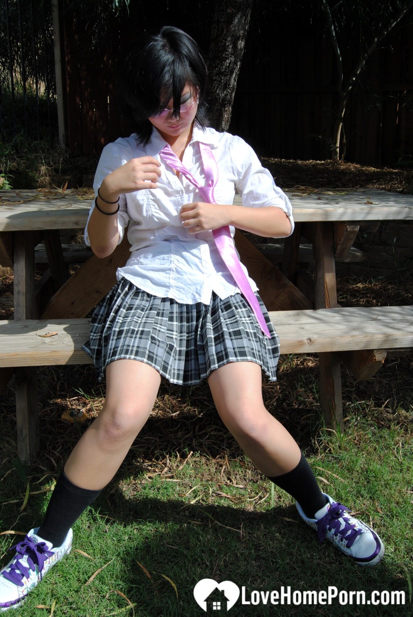 Asian schoolgirl does some hot outdoor teasing #6