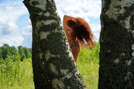 red hair and birch         