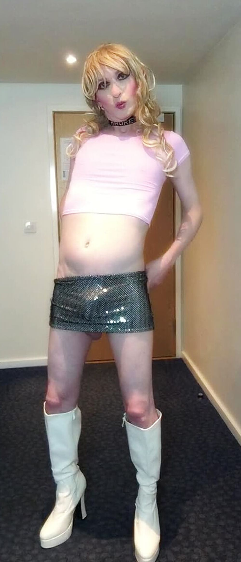 Sissy Sandra in pink top posing #40