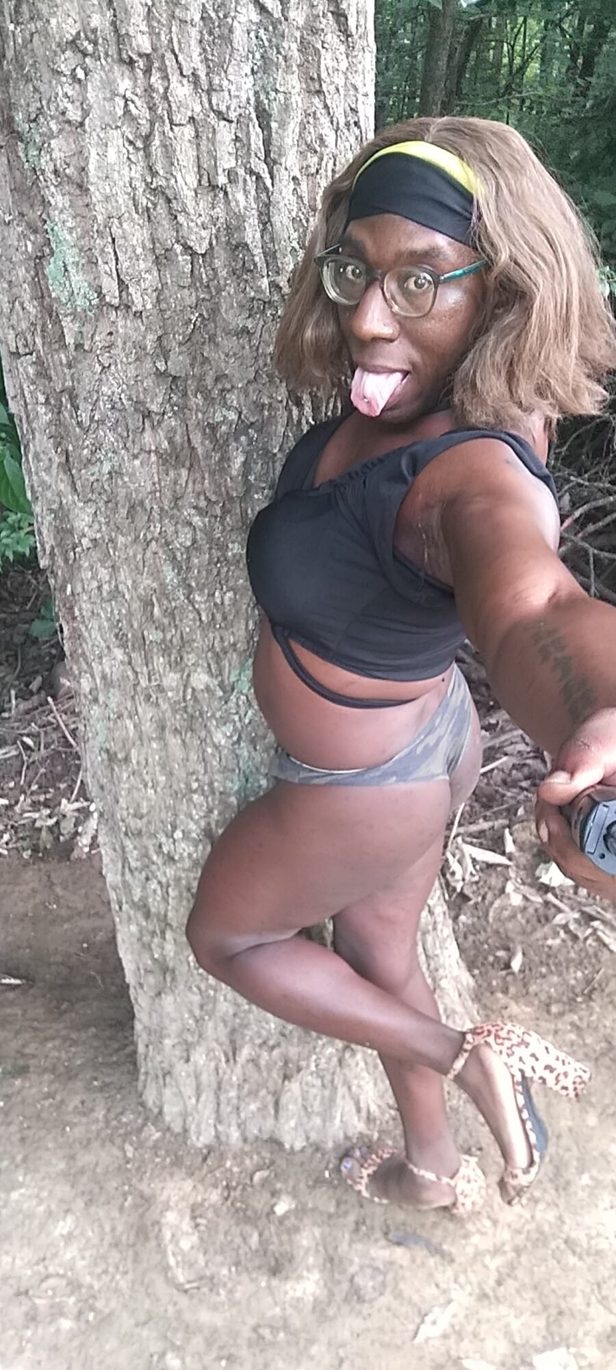 In the woods Bare black ass transgender  #8