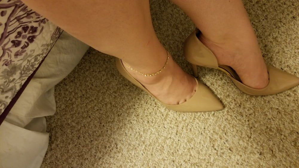 Playing in my shoe closet pretty feet heels flats milf  wife #15