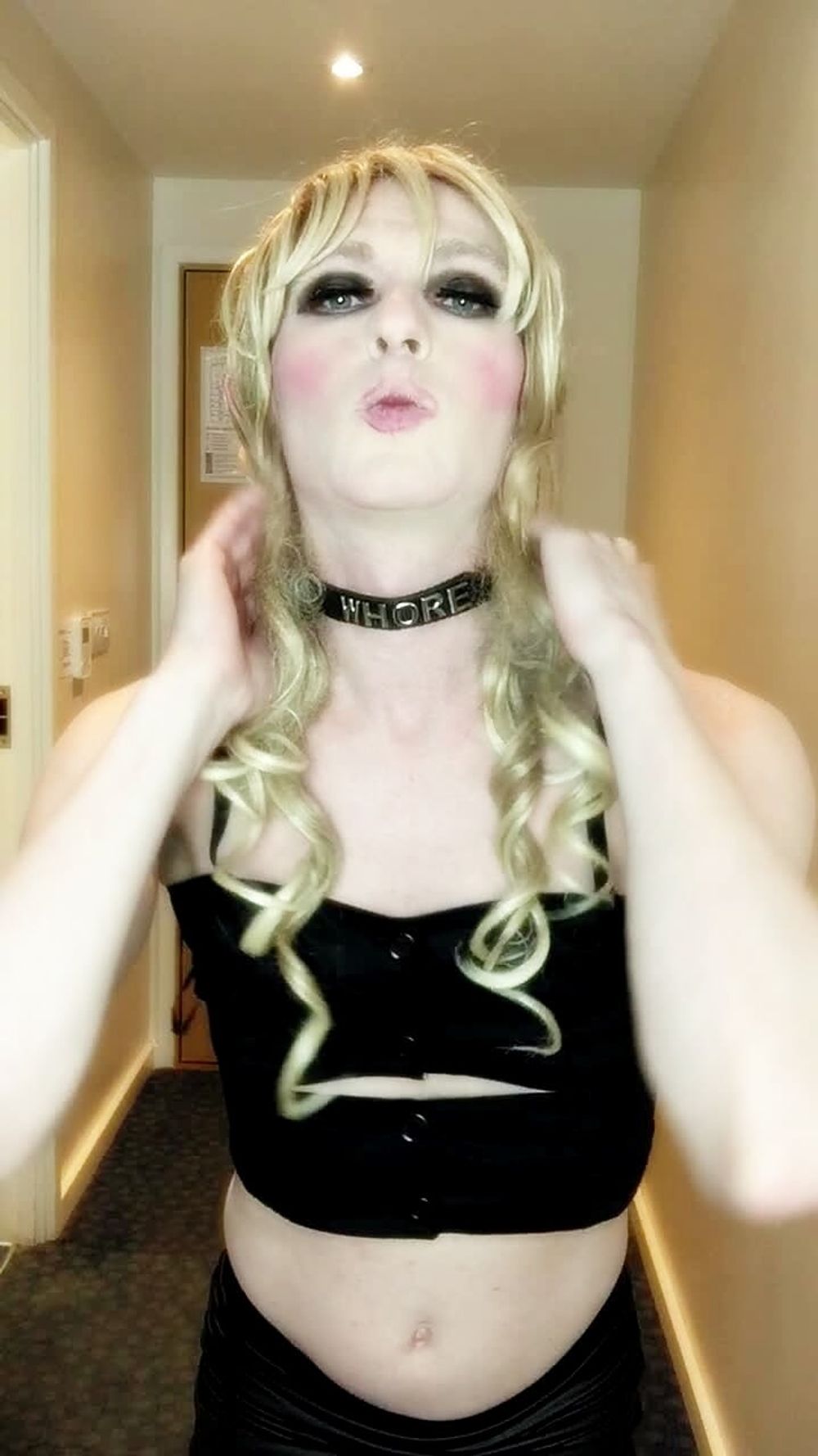 Sissy Crossdresser In Black Slut Outfit Posing  #6