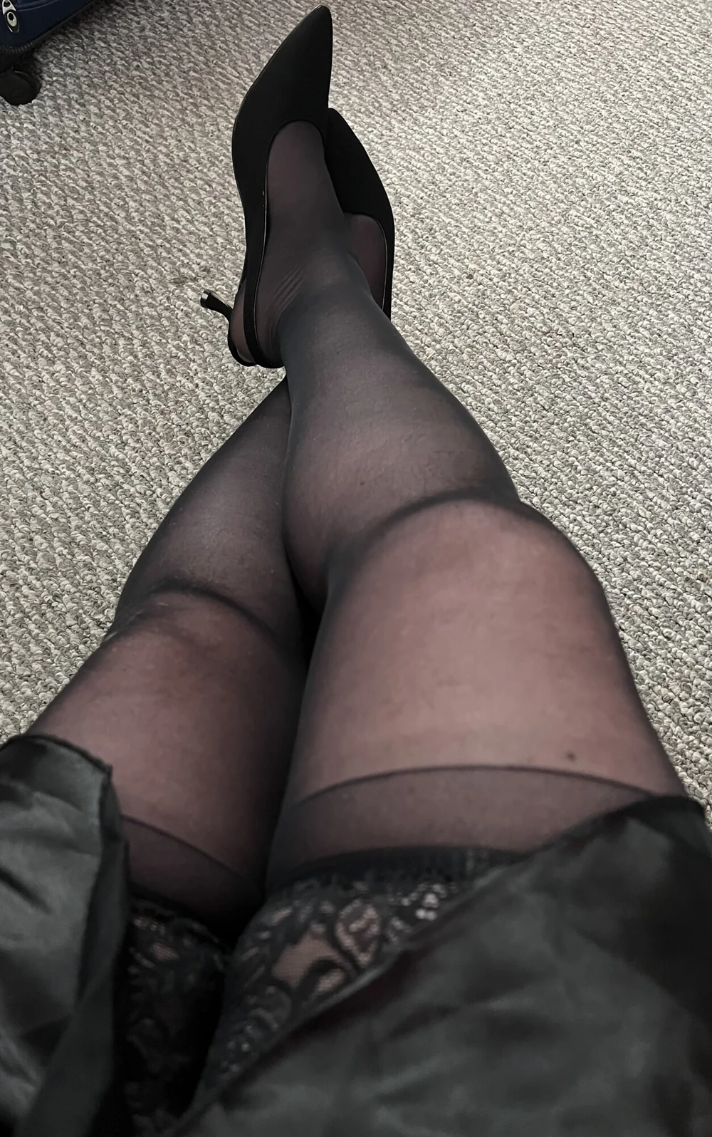 My first time wearing nylons and heels.