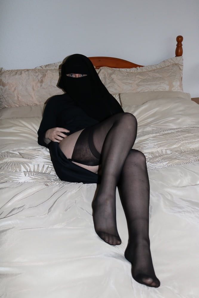 Burqa in stockings and suspenders #4