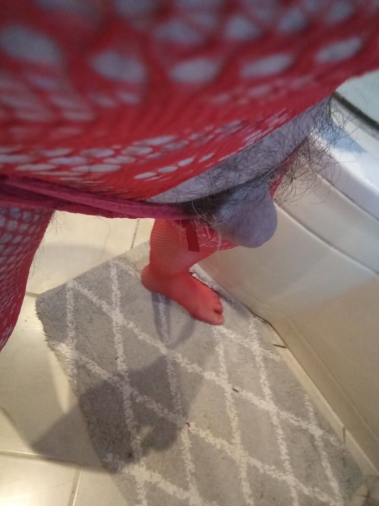 New crotchless red body stocking and two different panties #43