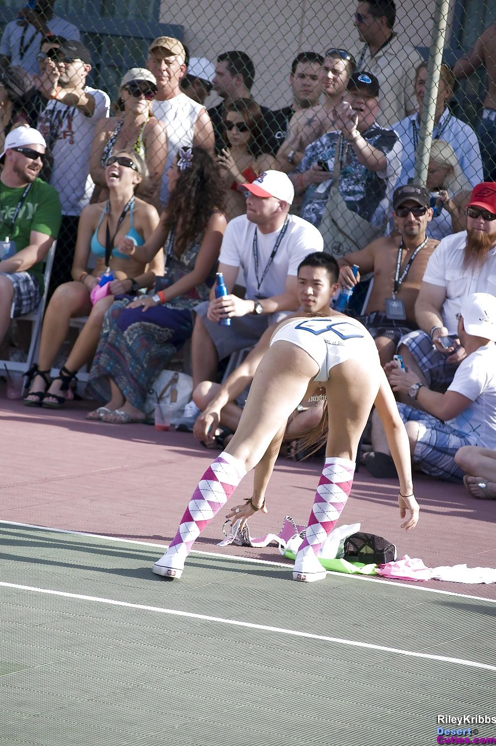 Naked girls playing dodgeball outdoors #29