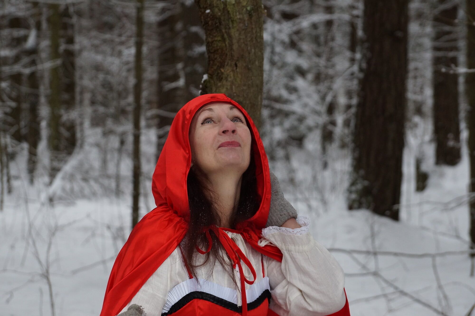 Little Red Riding Hood on a forest path #17