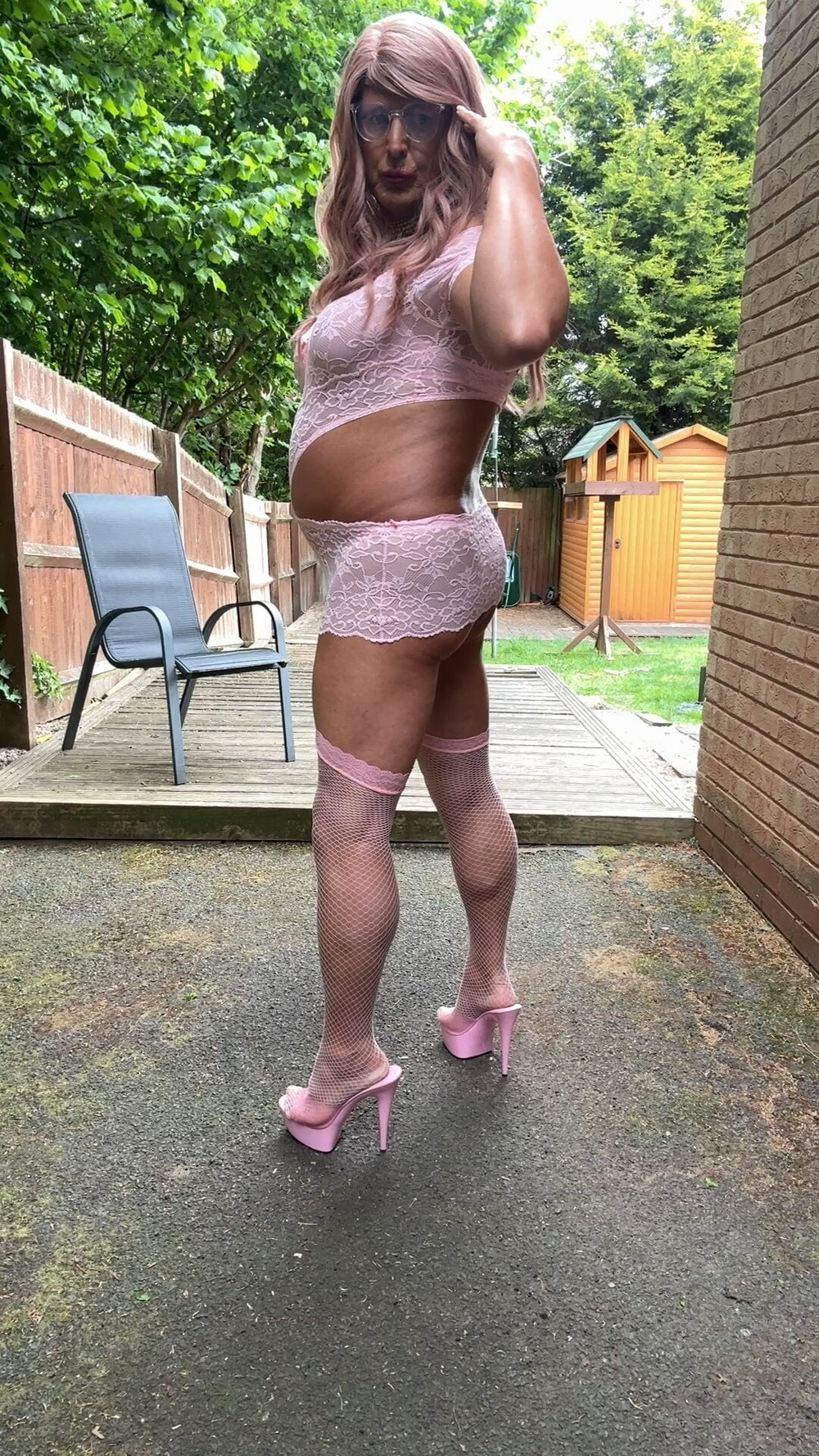 Sexy Crossdresser kellycd2022 in pink lace lingerie  #22