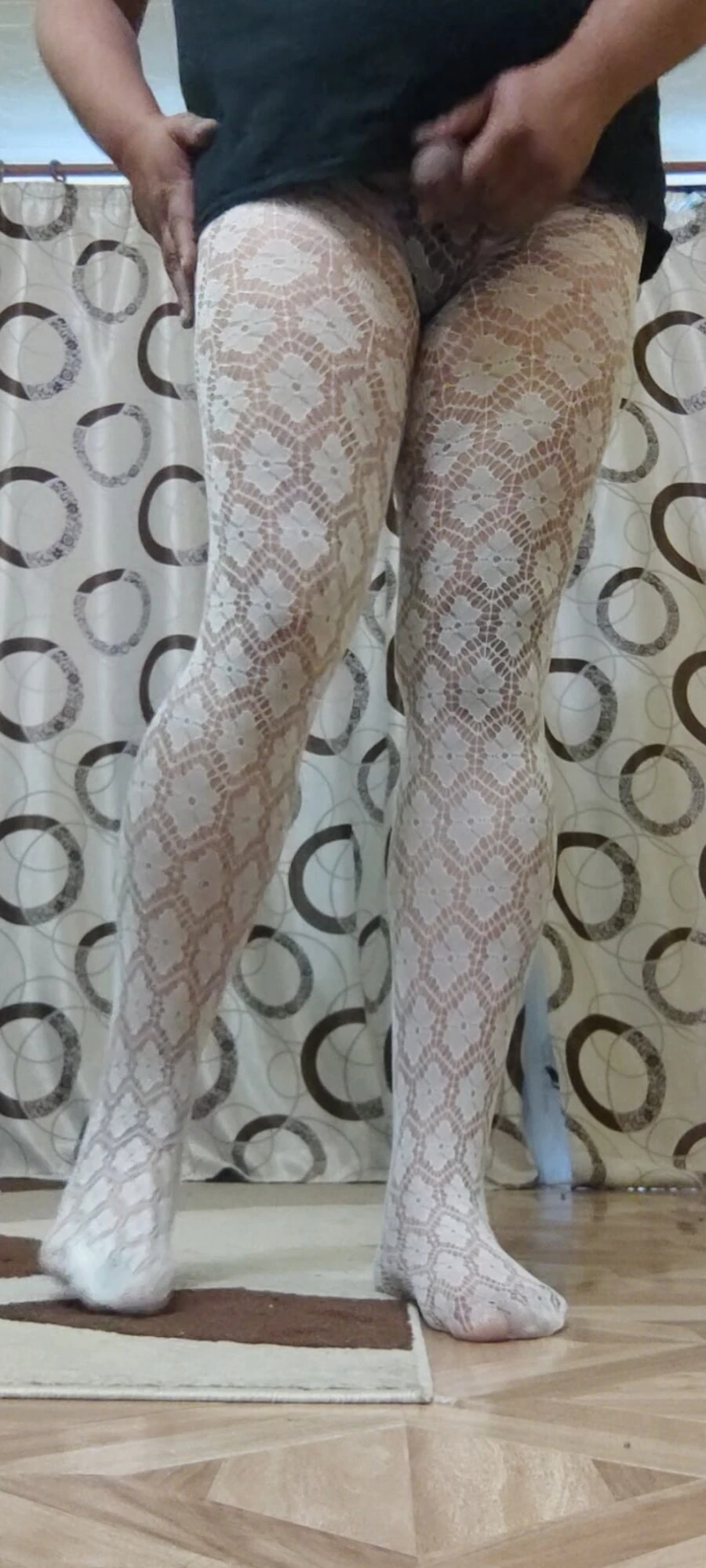 Fuck me in this white flower pantyhose #5