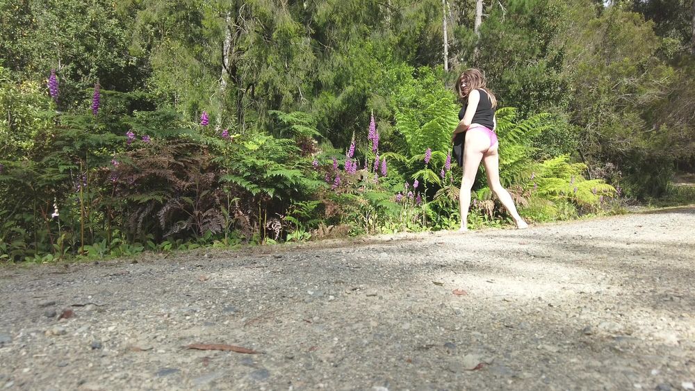 Crossdress Road Trip - Forest Road - Black Dress #12