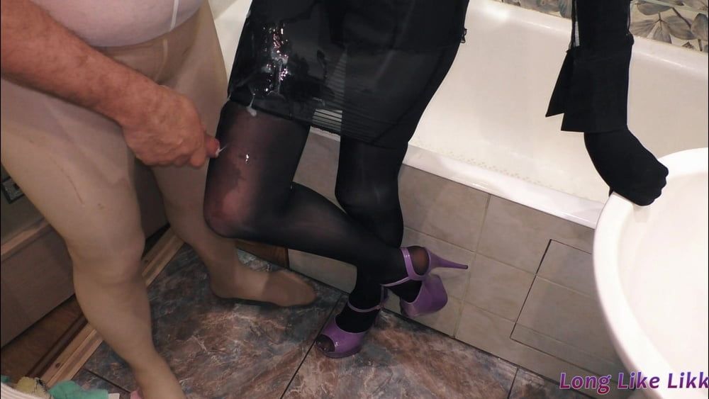 Mega cumshot on black skirt  #37