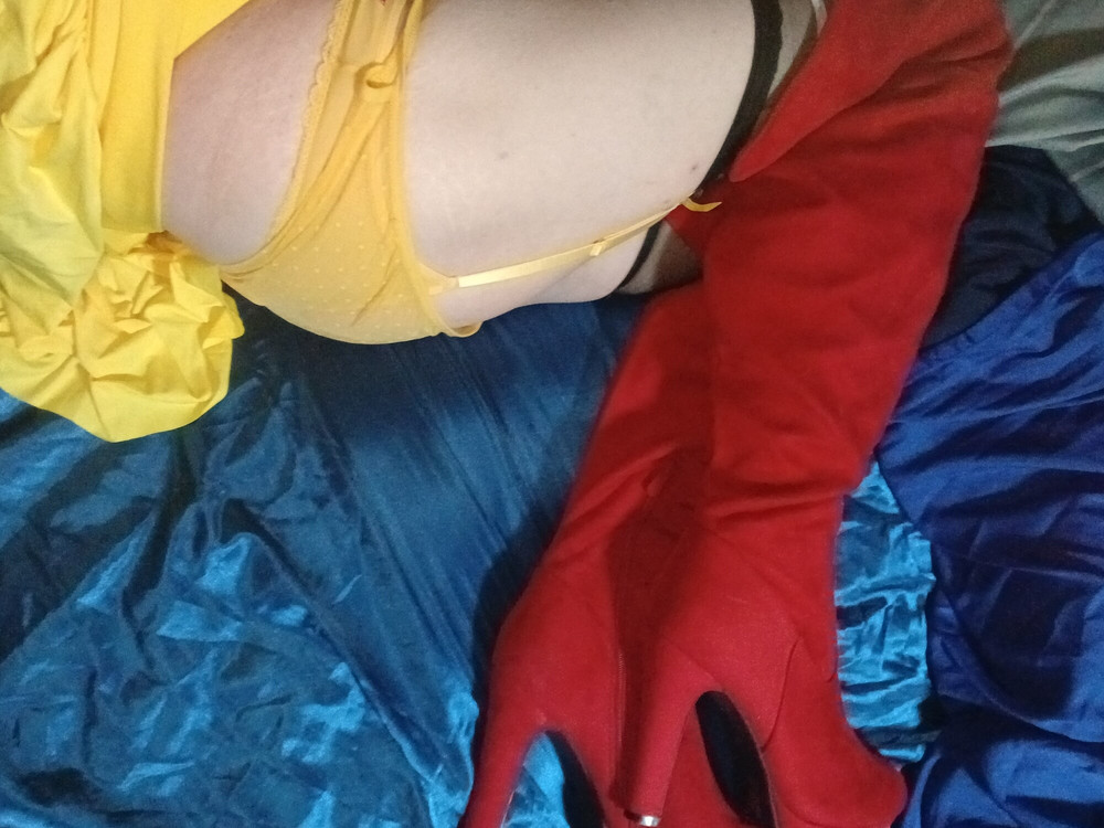 Yellow and red. These boots were not made for walking  #28