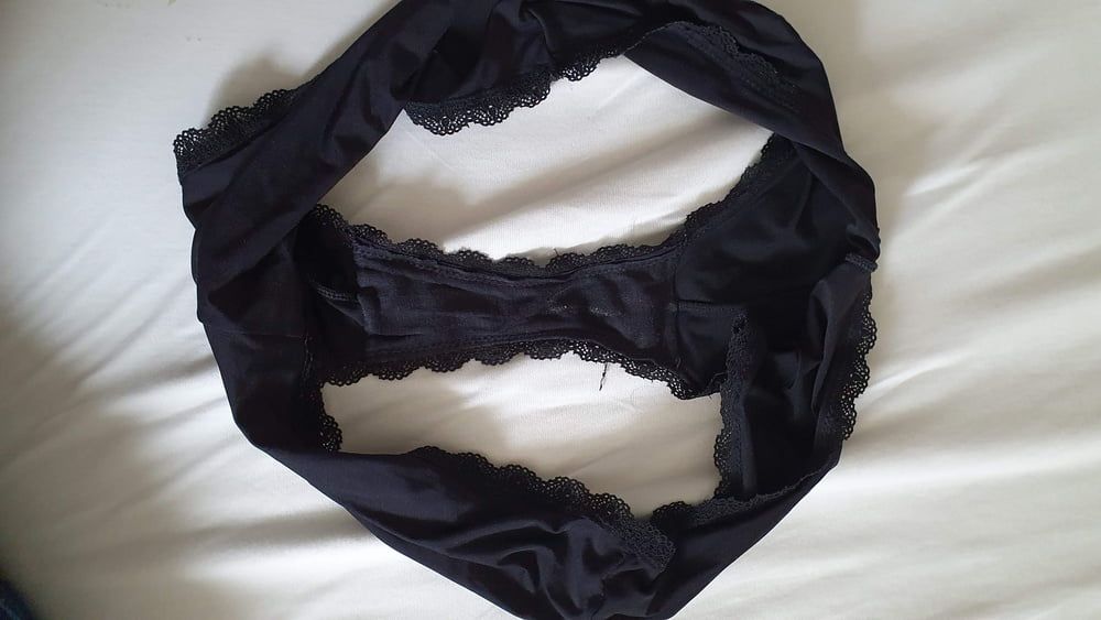 Cum on used Black panties #3