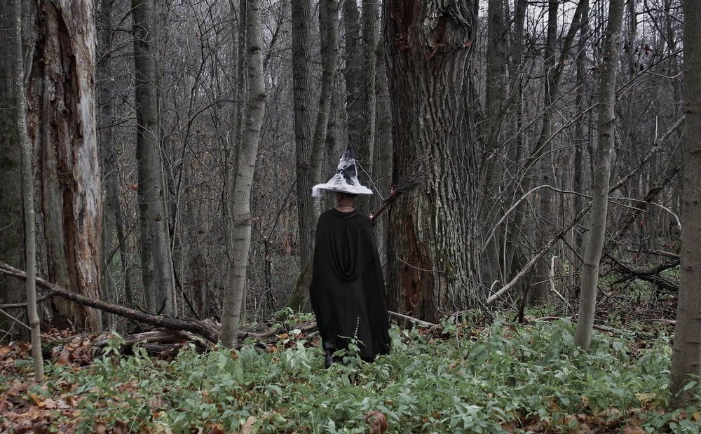 Witch with broom in forest #41