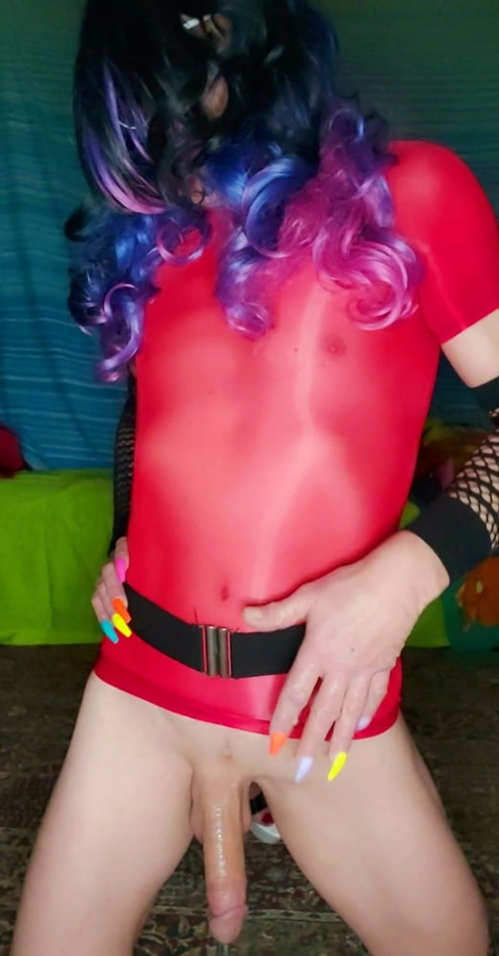 My sexy red see thru wet look dress  #40