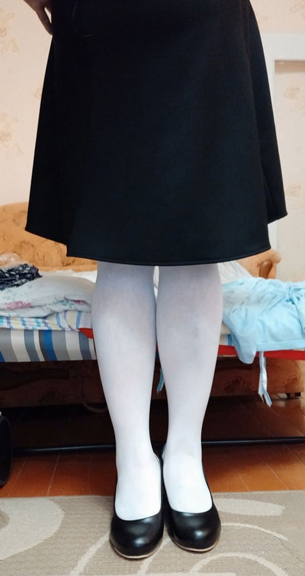 white tights &amp; black skirt #19