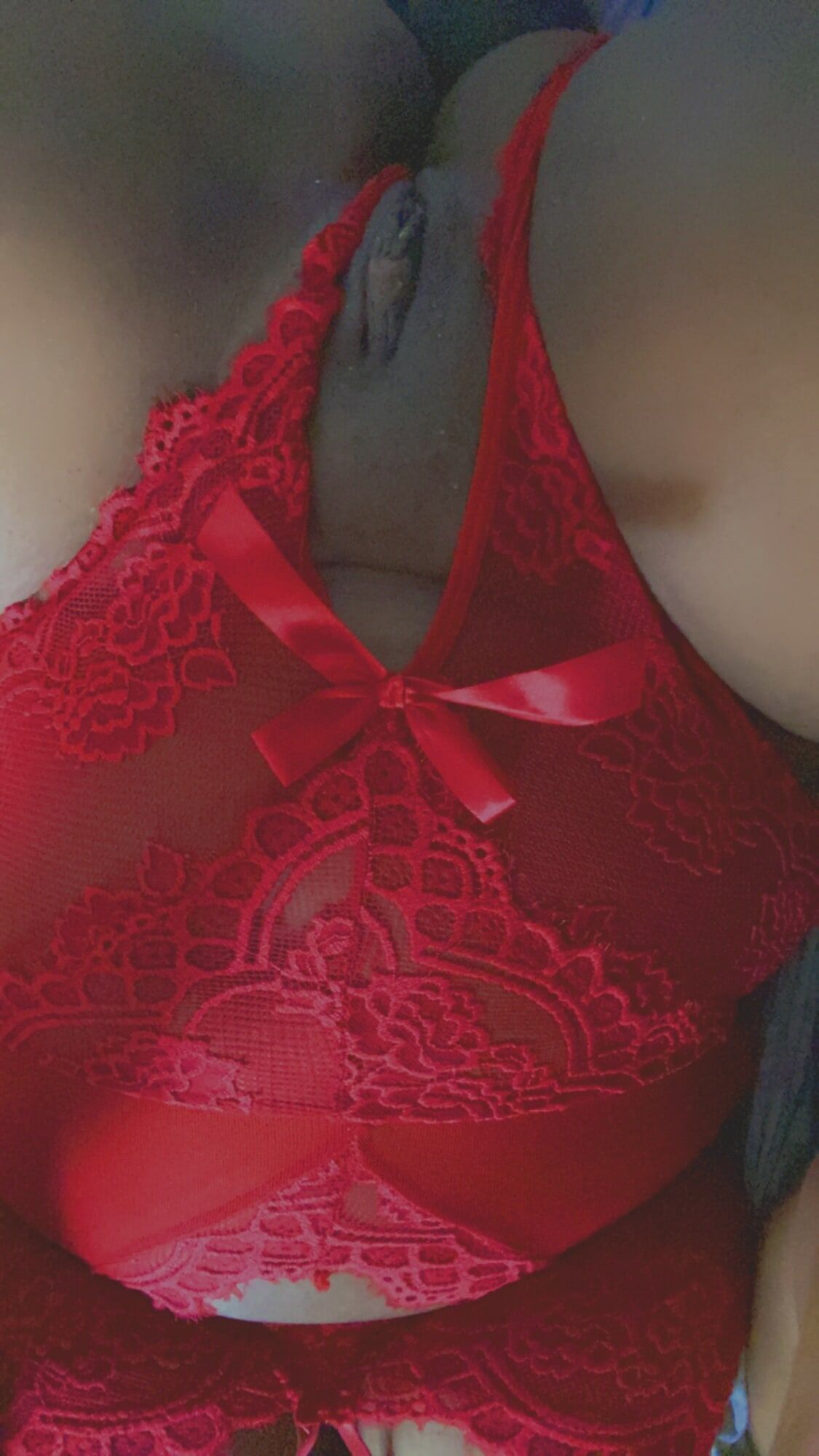 Red lingerie looks so good on me