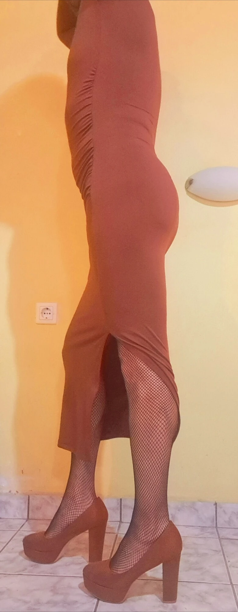 I put on my dress and heels and got ready for the hot threes #5