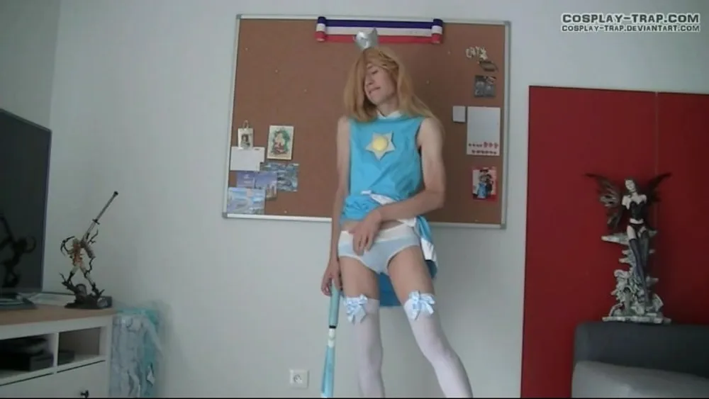 Crossdress cosplay Tennis Rosalina panties and anal show #5