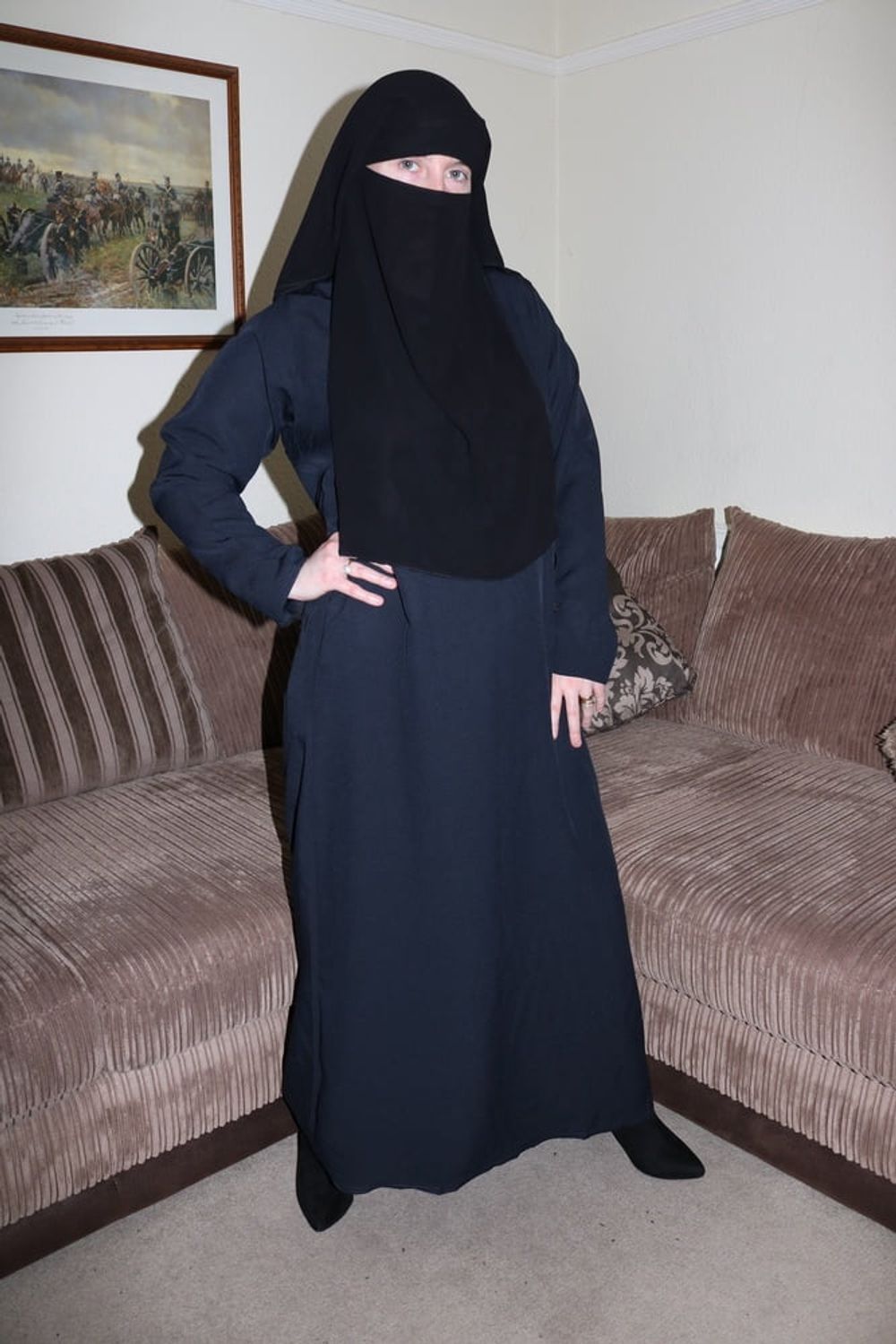 Wife in Burqa Niqab Stockings and Suspenders