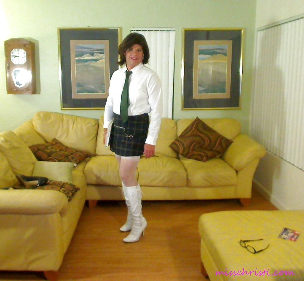 Miss Christi in various corsettes and school girl uniform #10
