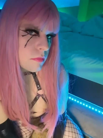 goth sissy spooky fishnet tranny shemale         