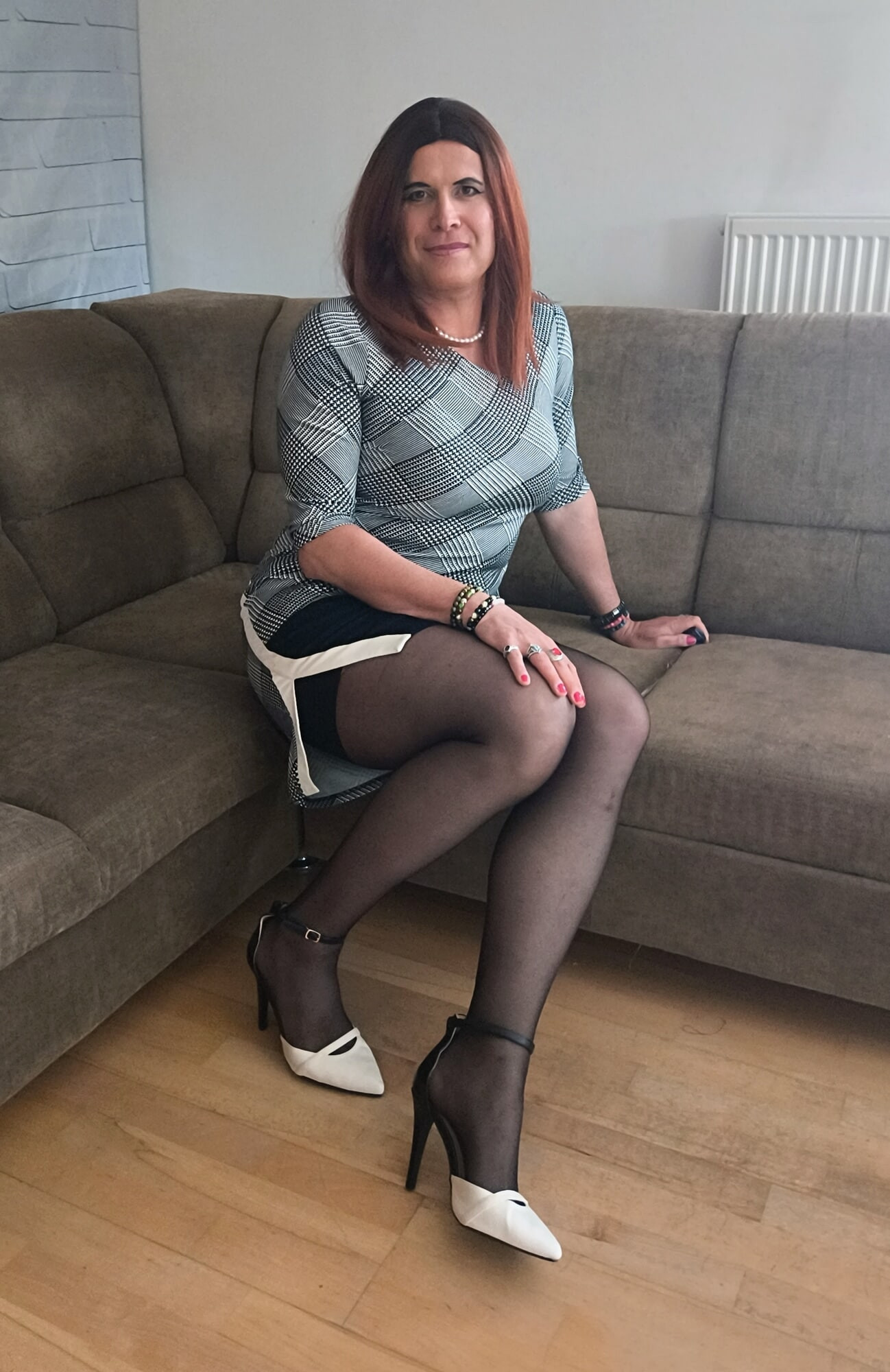 Black pantyhose and lovely short dress #26