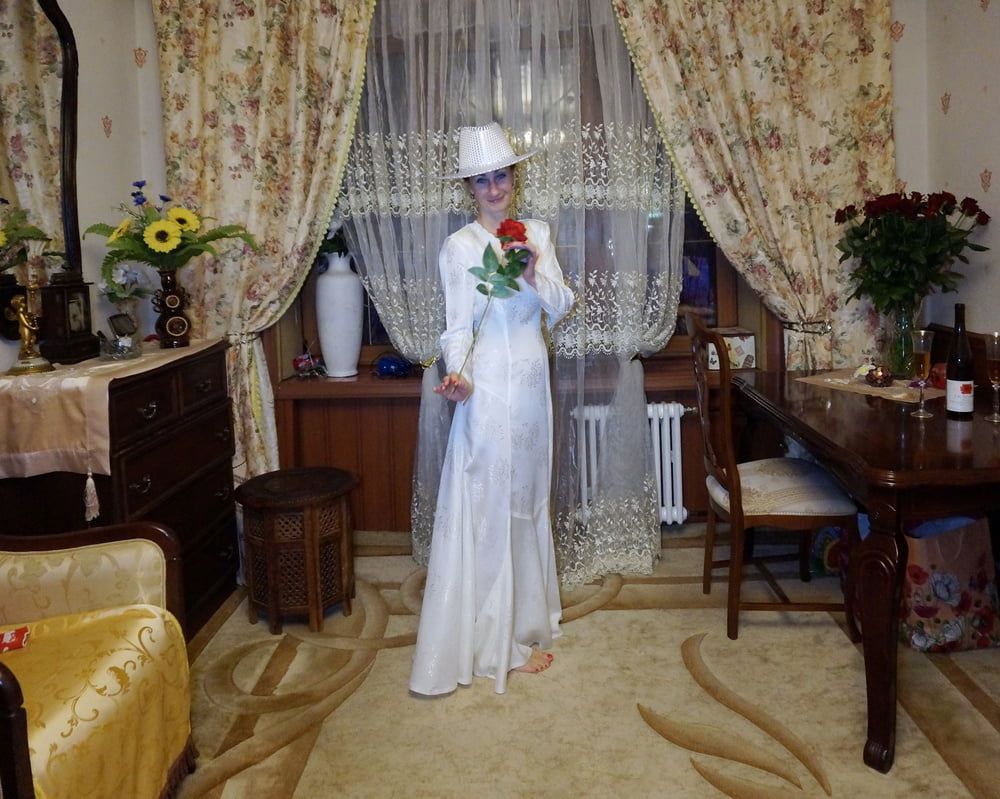 In Wedding Dress and White Hat #20