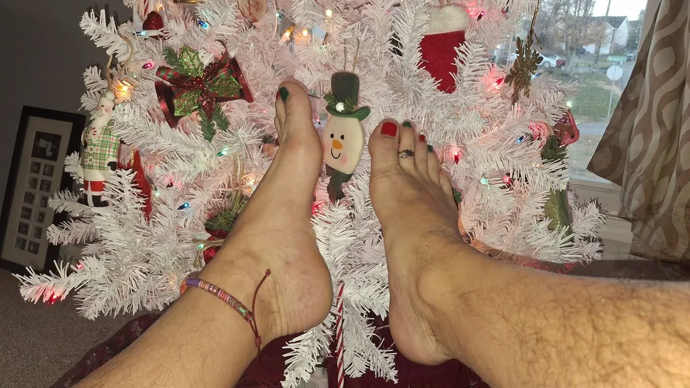 My cute toes next to the Christmas tree #2