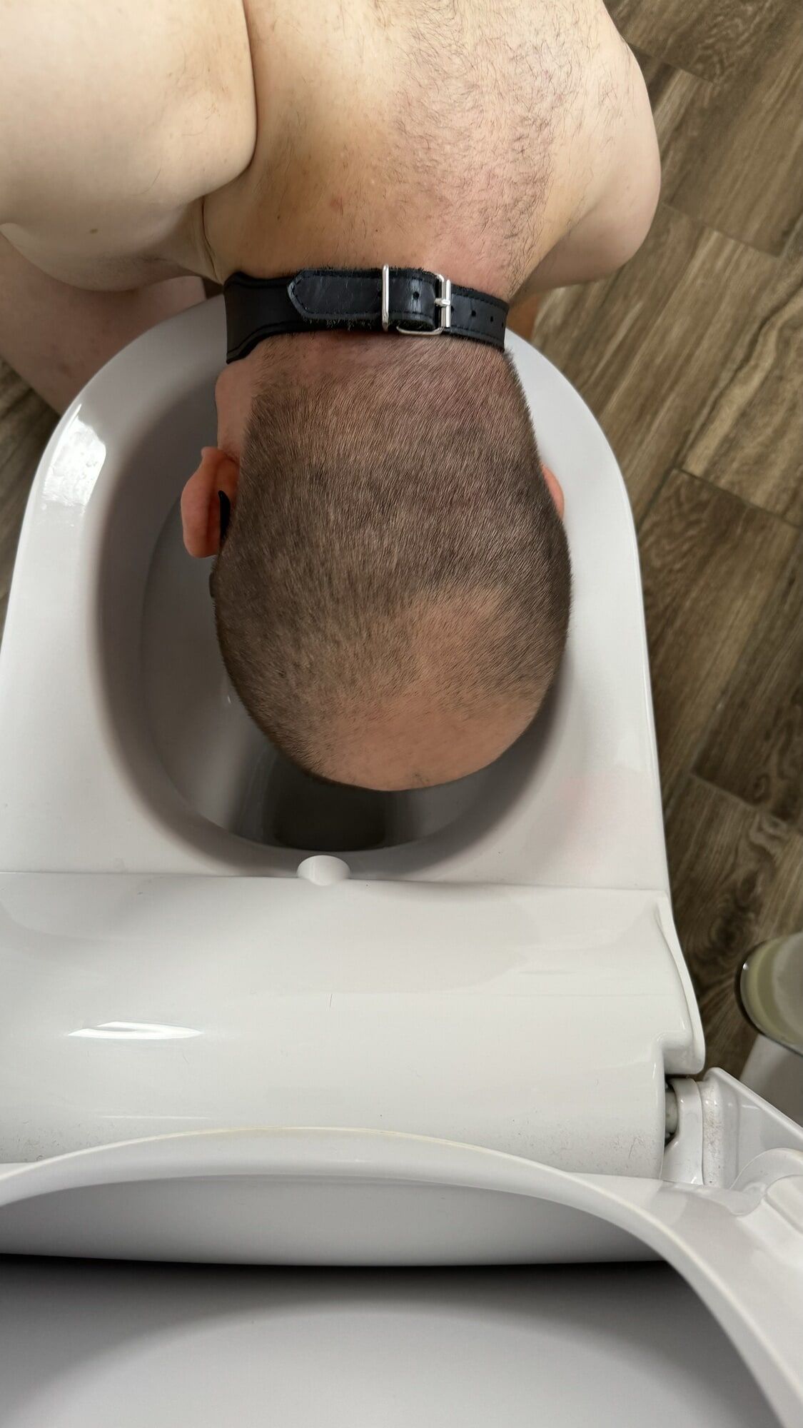 Slave pig has to clean toilet with his tongue #6