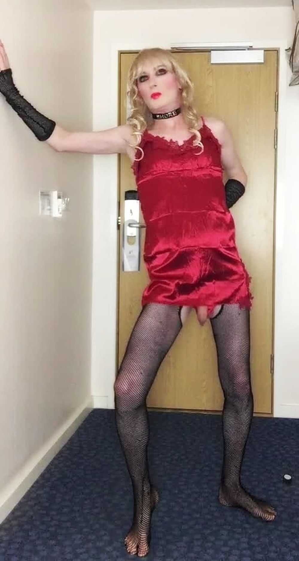 Skanky sissy in red dress #29