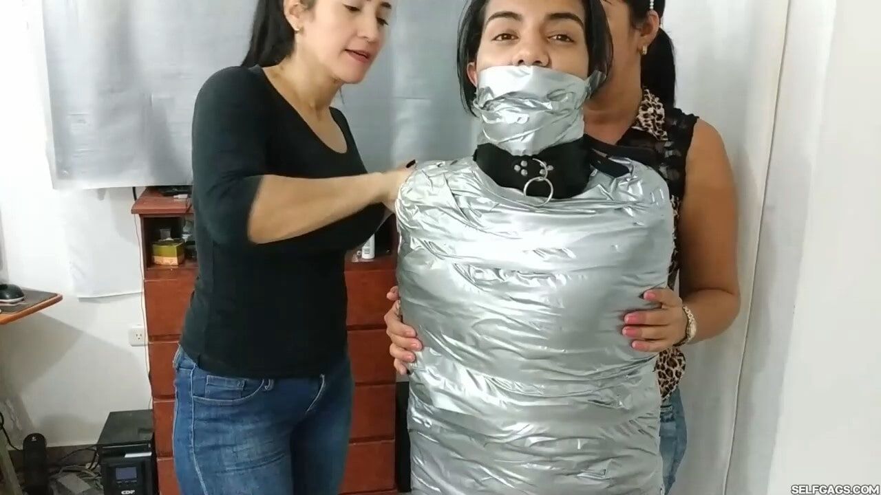 Heavily Duct Tape Mummified By Crazy Bondage Women #32