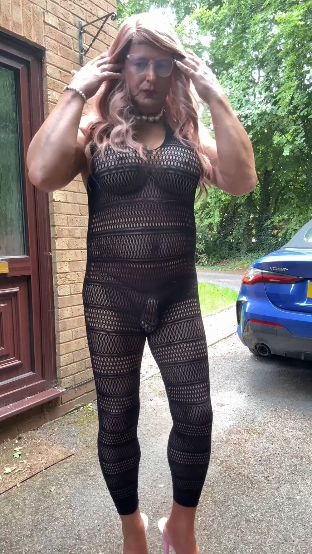 Sexy Crossdresser kellycd2022 in sexy black fishnet catsuit  #25