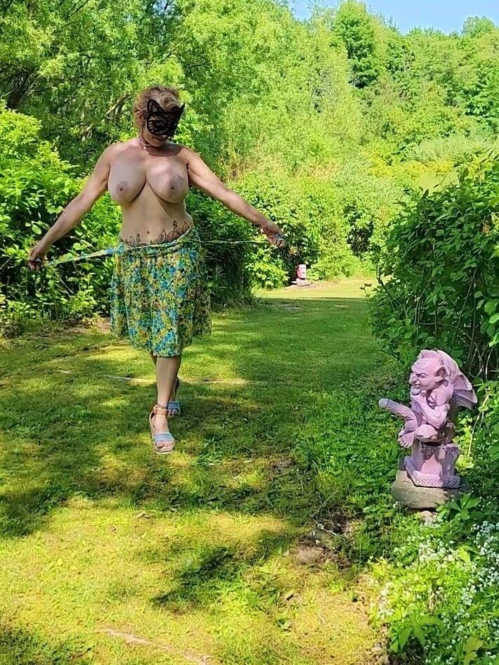 Mommy&amp;#039;s Re-purposed Used Dildos.  Hugh-Titted Garden Walk #11